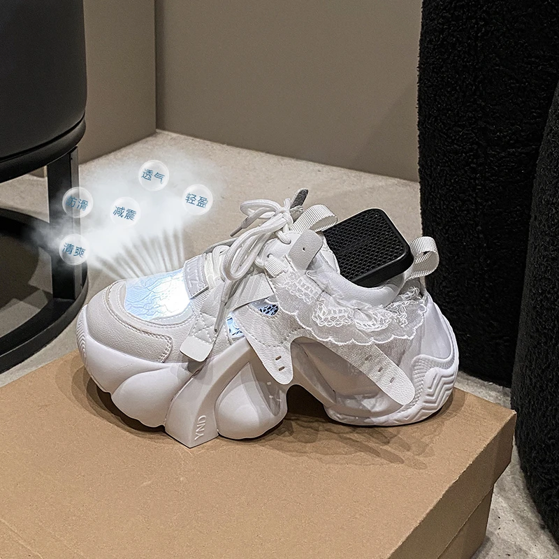 

Новые ультралегкие женские спортивные кроссовки с толстой подошвой для весны/лета 2026 года, идеально подходят для повседневной носки