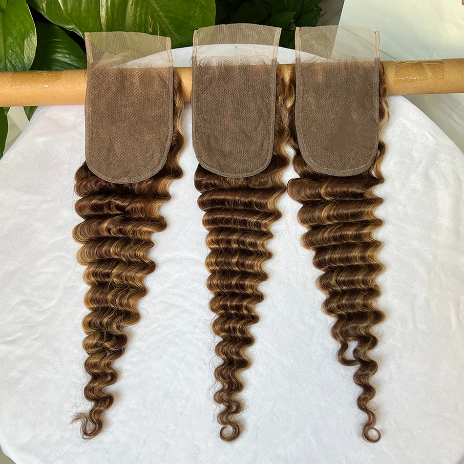 P4/27 تسليط الضوء على اللون 4x6 بوصة الدانتيل الشفاف إغلاق موجة عميقة الشعر البشري ابيض عقدة غير مرئية الدانتيل فيتنام الشعر الخام