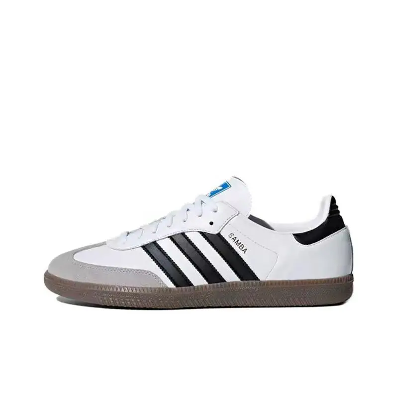 Adidas SAMBA OG Soft Upper, Easy To Feel, Durable and Casual Low Top Board Shoes for Both Men and Women, Black, White and Gray