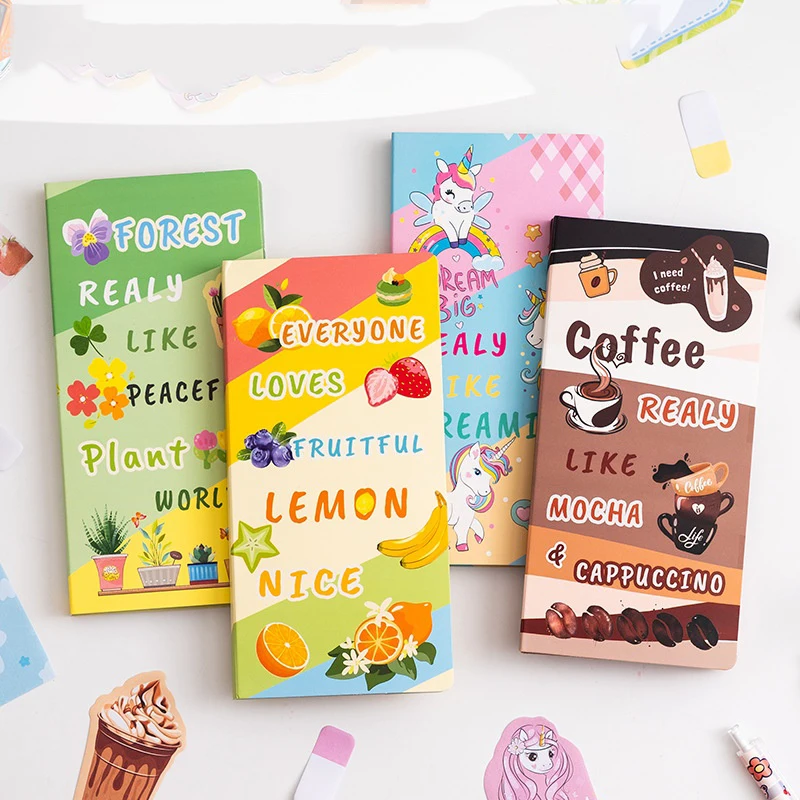 4pcs/lot Kawaii Unicorn Fruit Plant Memo Pad Sticky Notes Cute Stationery Label Notepad Planner Sticker Post School Supply