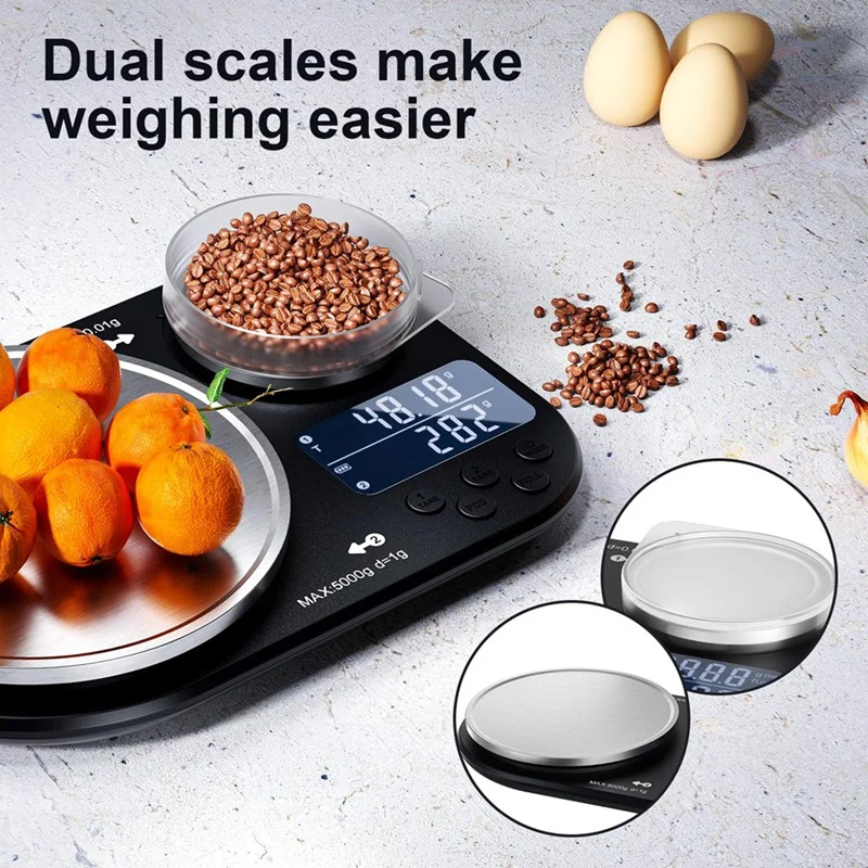 Dual Platform Kitchen Scale, Digital Weighs,Digital Scale with Stainless Steel Weighing Pan-DT30