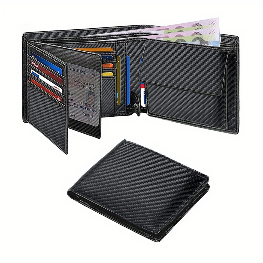 Cartera multifuncional ultrafina con bloqueo RFID para hombre con 15 tarjeteros Cartera con bolsillo para monedas Regalo ideal para Boyfrie