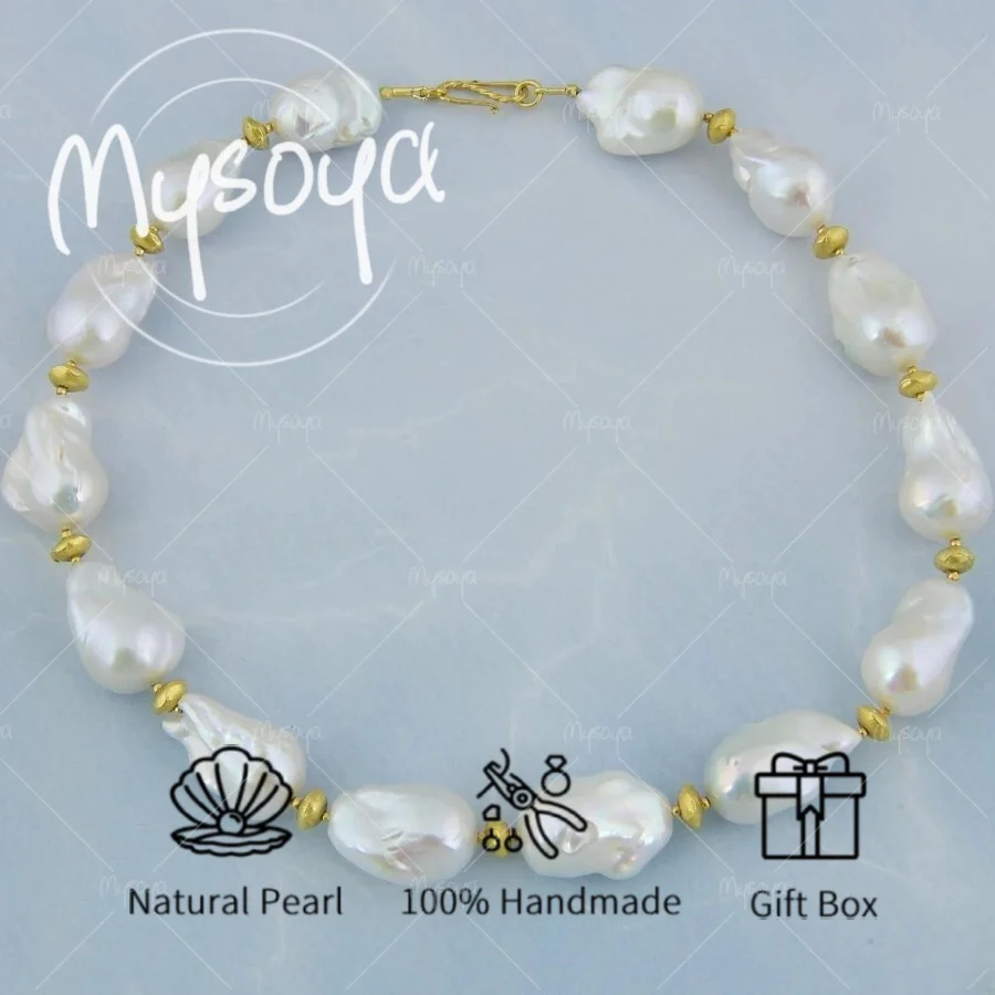 

Большое белое ожерелье из барочного жемчуга MYSOYA, жемчужины 14-16 мм, в подарочной коробке, подарок на день рождения, свадебные украшения, подарок для него/нее