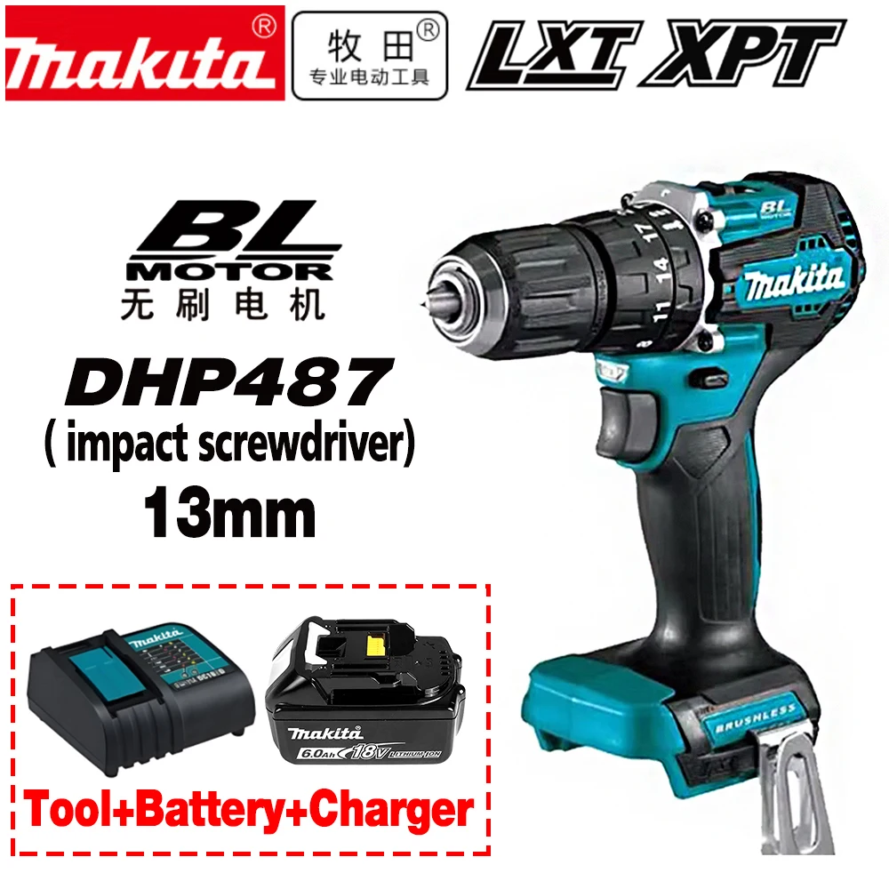 NIEUWE Makita Batterij DHP487 Draadloze slagschroevendraaier Boor Borstelloze elektrische slagschroevendraaier 18V Oplaadbaar elektrisch gereedschap