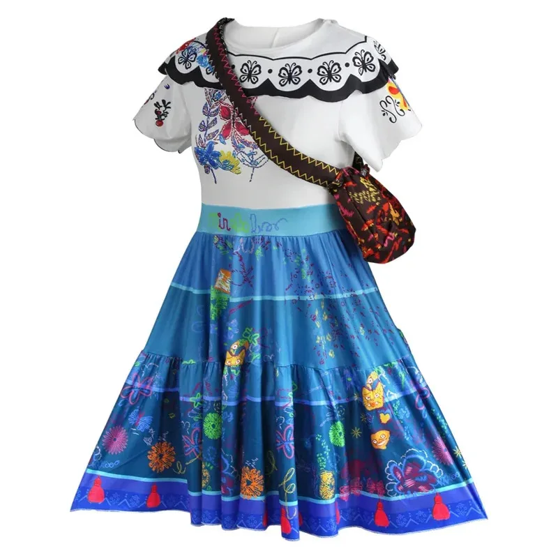 Sky02 Charm Princess Dress Girls Cosplay Encanto Costume Bag Suits Mirabel Christmas Carnival Halloween Party Dress Gift88Ji #