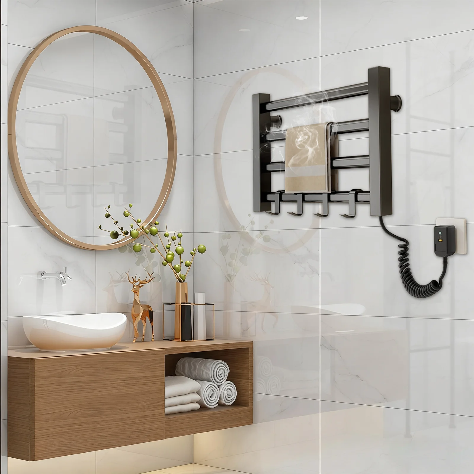 Porte-Serviettes Électrique Chauffant Mural S81dbb641d77d4c5c94db9387be35b363X