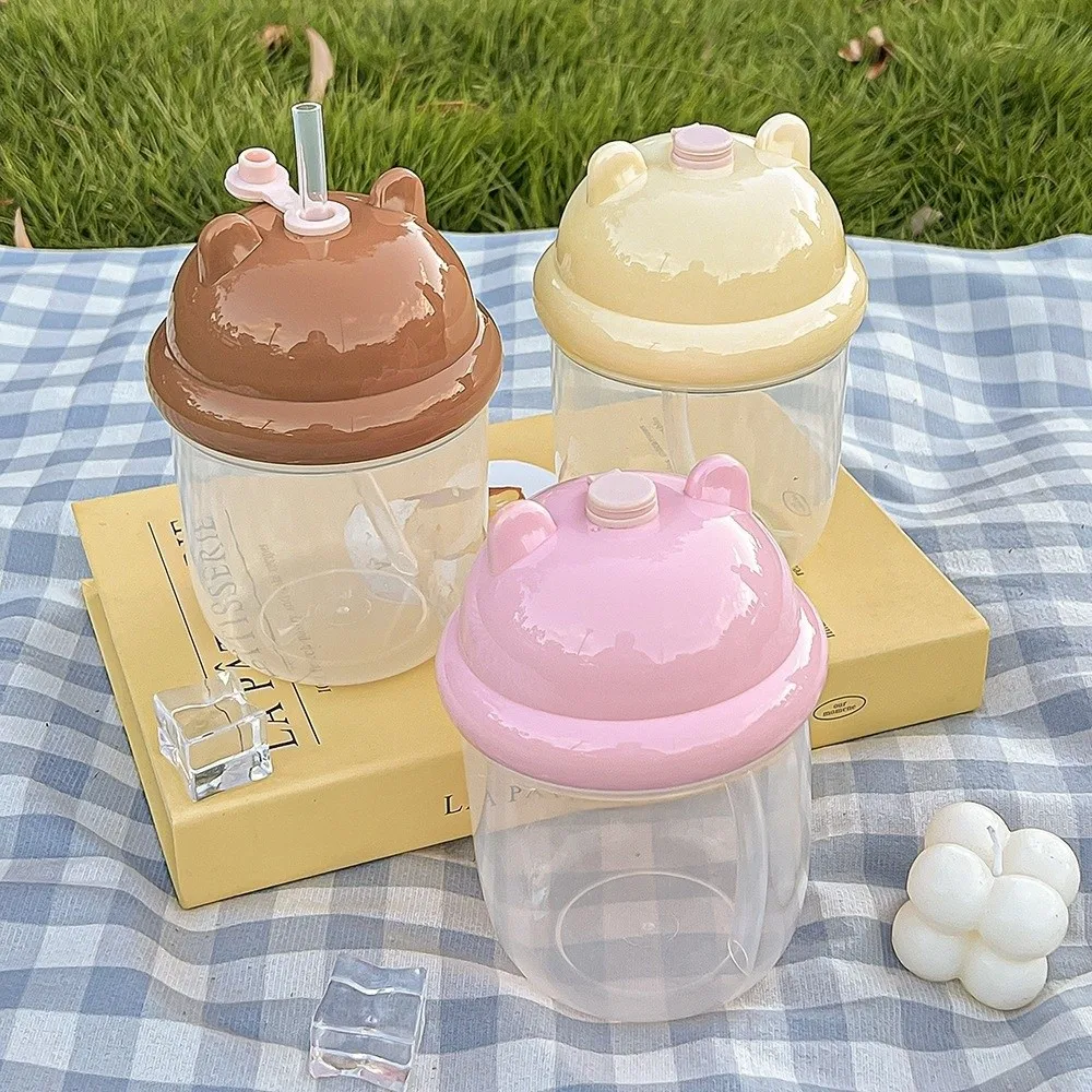

Cute Portable Straw Cup Mini Size Plastic Tons Ton Cup 450ml Milk Cup