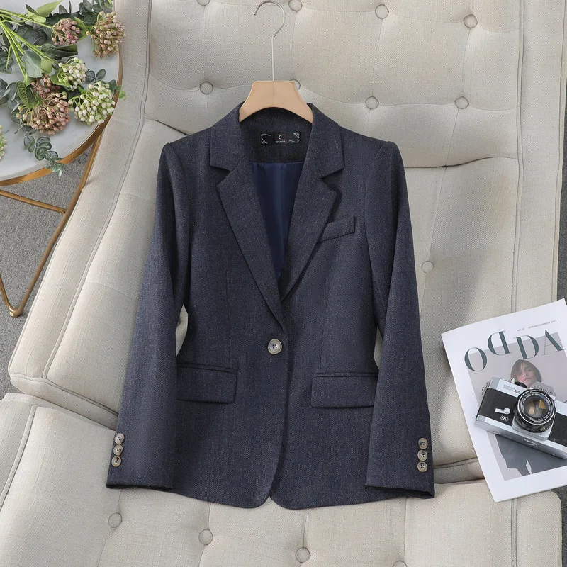 

Новый высококачественный женский пиджак с длинным рукавом, женский тонкий пиджак на одной пуговице, женская деловая рабочая одежда, официальное пальто, верхняя одежда