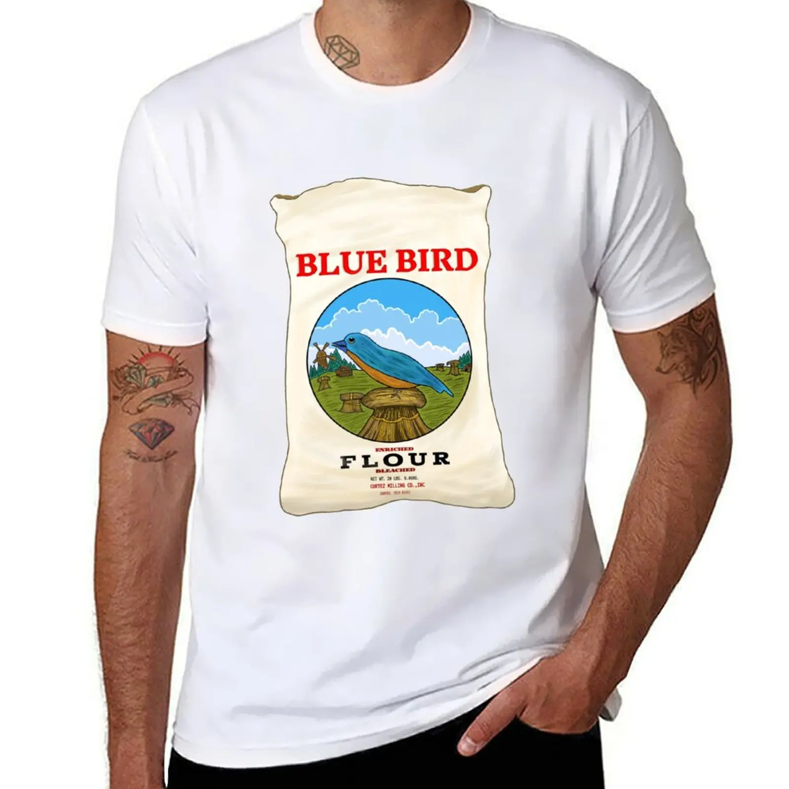 

Blue Bird Flour T-Shirt man t shirt heavy cotton t shirts for man pack white T-Shirt