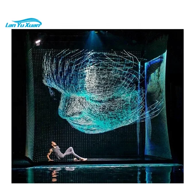 1*1.5m 3d outdoor holographic mesh projection screen,3d rear and front  Holo-gauze（Custom size available）