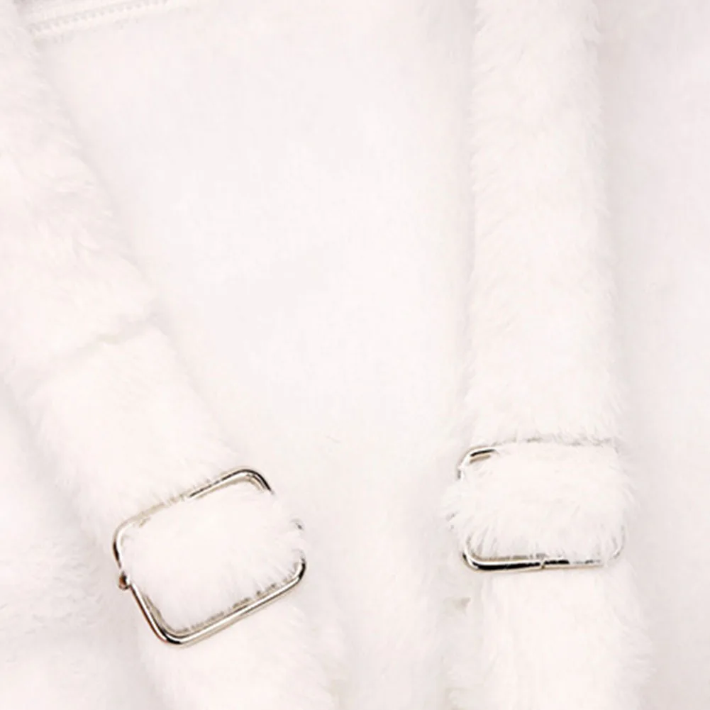 Cute Cat Paw Soft Furry Purse with Adjustable Straps Sweet School Bag with Zipper JK Girls Bag Cartoon Backpack for Women Girls