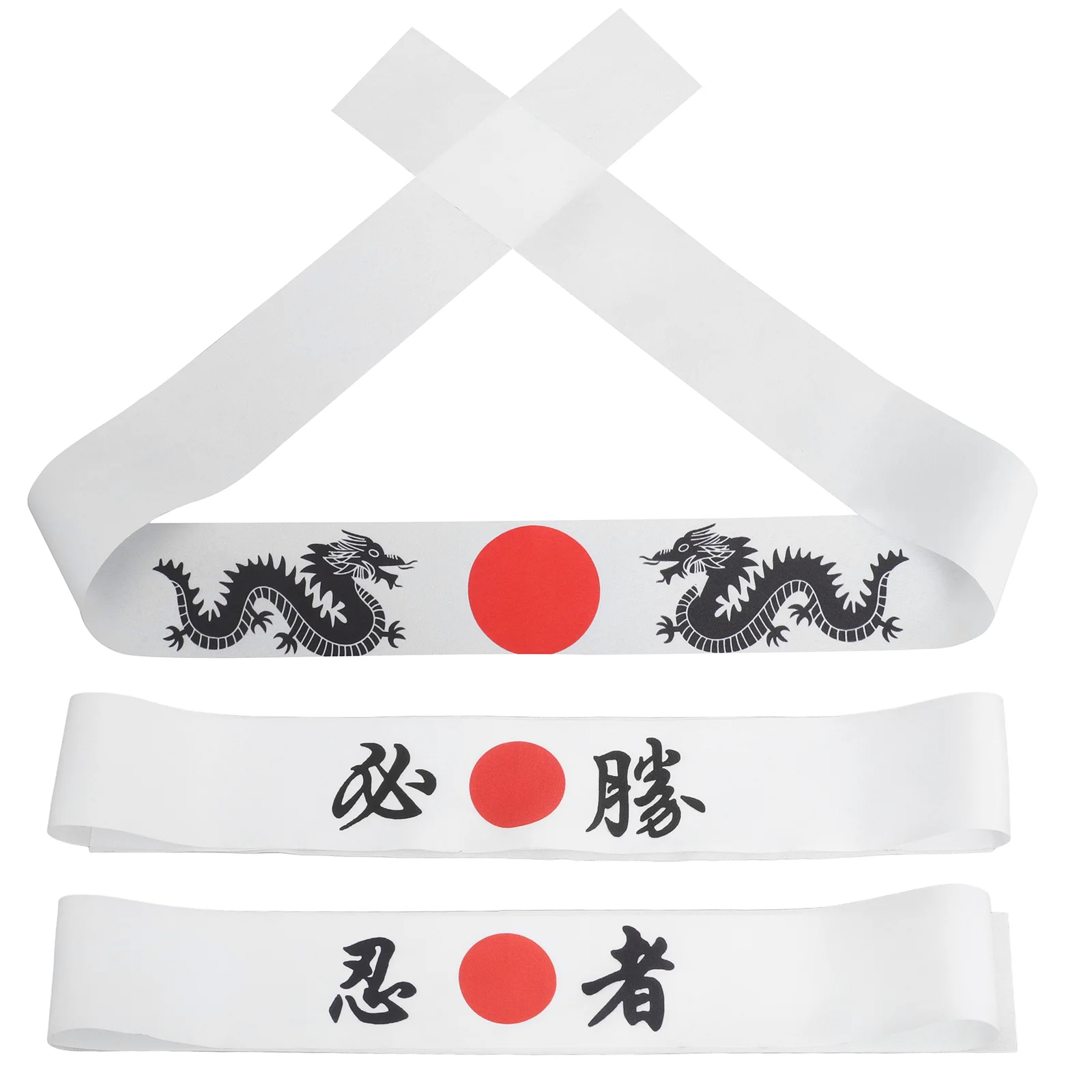 3 Pcs Japanese Headscarf Band Karate Training Headband Samurai Strap Polyester Men Man