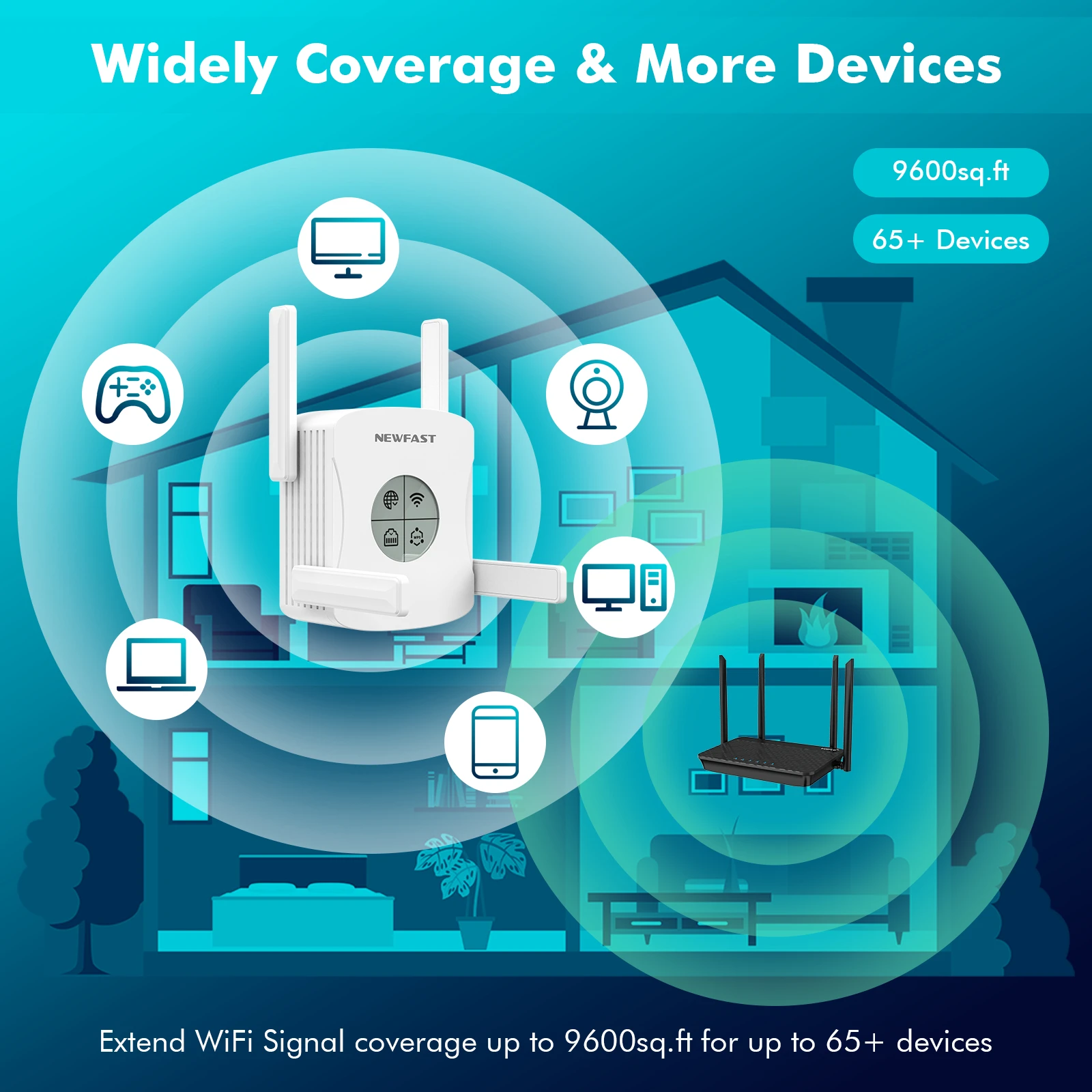 Wifi6 1800 MBit/s Repeater Router 2.4/5g Long Range Extender WLAN Gigabit Verstärker 4 Antennen signal Booster Smart Oled Repteur