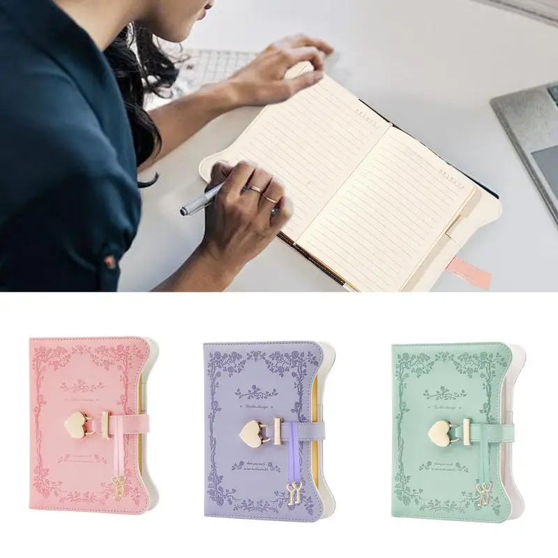 Diary With Lock B6 PU Leather Hardcover Notebook With Lock And Key 360 Pages Refillable Notebook Secret Diary For Women Girls