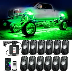 Trail Rig Light Rock Lights Underglow RGB Led  8 Pods App Remote Control  Music Mode Light For Pickup ATV RZR UTV Chassis Light