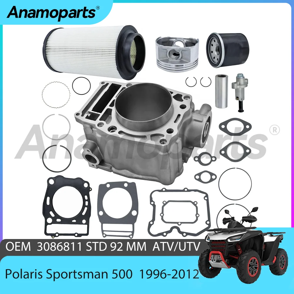 STD 92MM Motor Cylinder Piston Gasket Rebuild Overhaul Kit Set Replacement for 1996-2012 Polaris Sportsman 500 ATV UTV 3086811