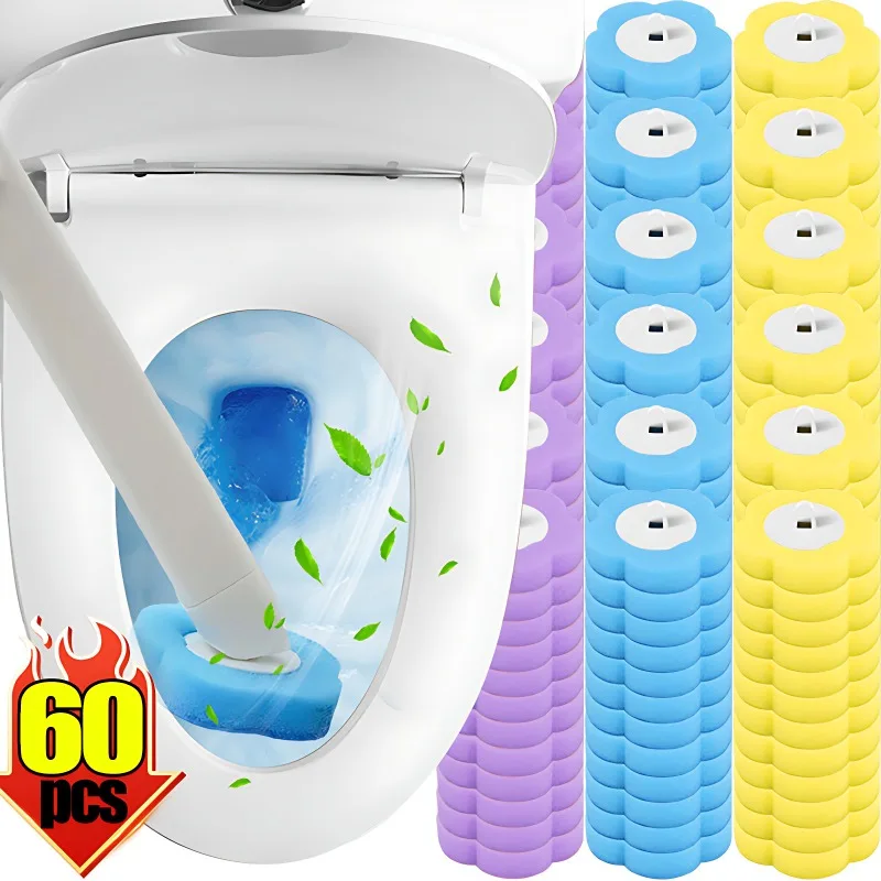 

6/60 шт. одноразовые насадки для туалетных щеток, набор растворяющих дезодорирующих губок, чистящие подушечки, аксессуары для чистки домашней ванной комнаты