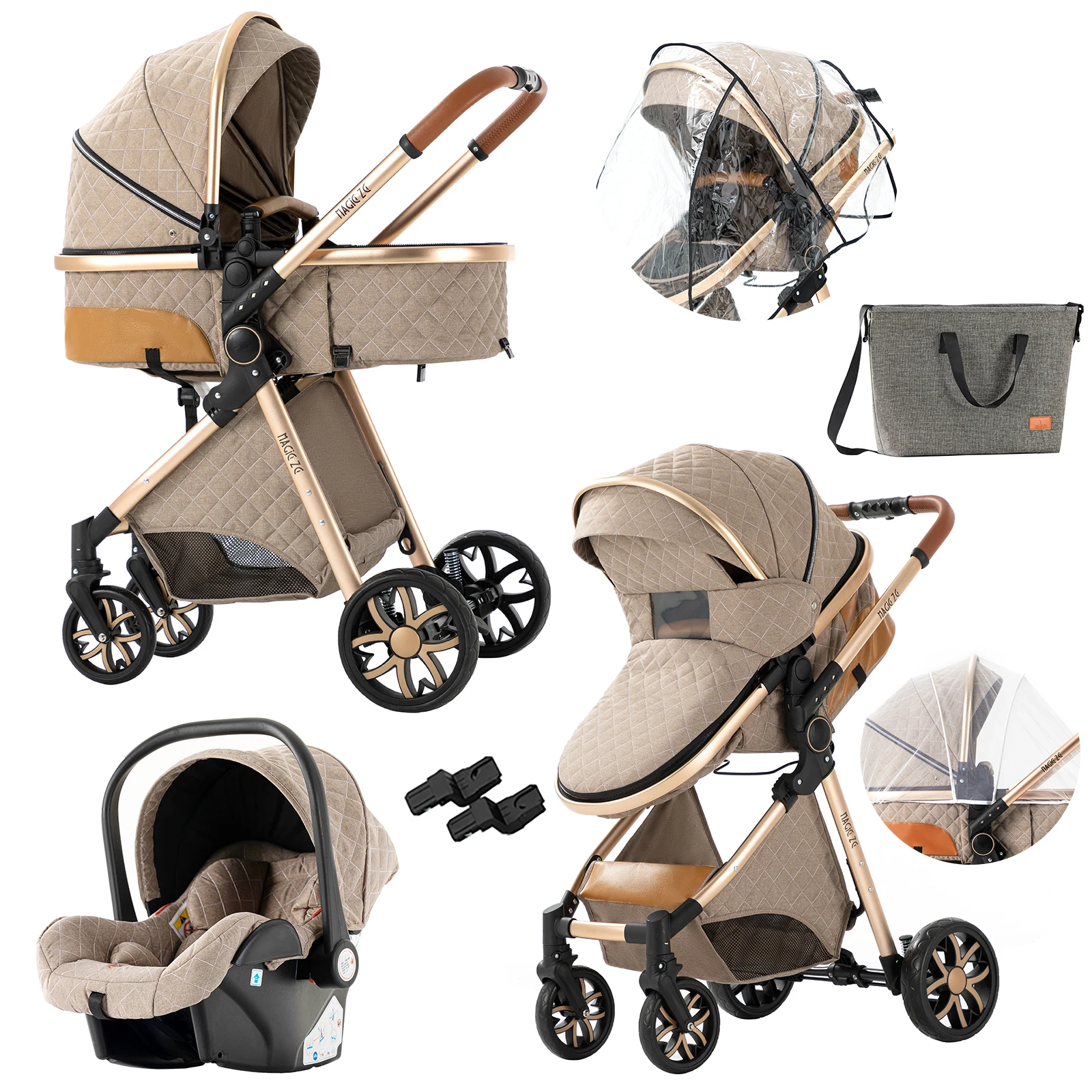Baby stroller 3 in 1 stroller baby carriage lightweight stroller Mother kids baby carts High landscape stroller travel pram
