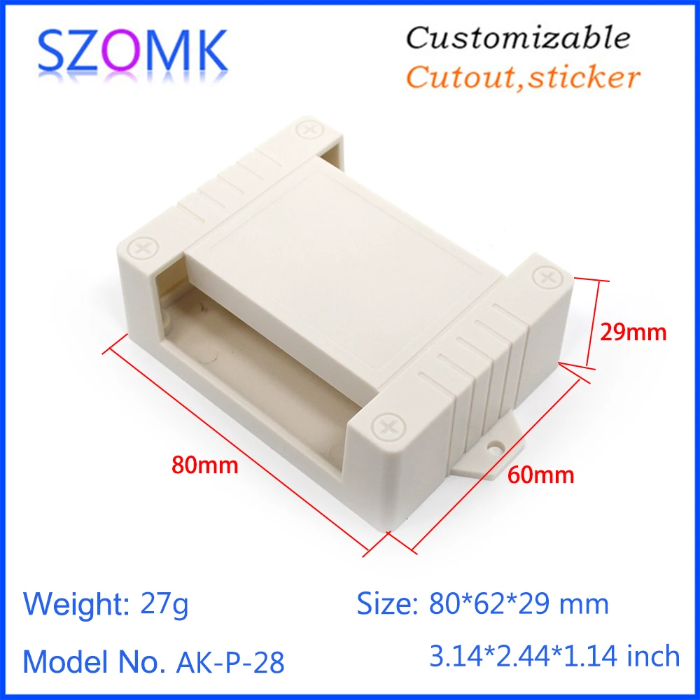1Piece 80*62*29mm szomk diy small plastic din rail enclosure PLC plastic project box abs plastic instrument casing