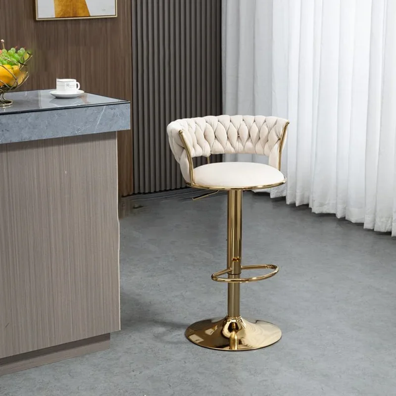 

Nordic Light Luxury Rotary Lift Bar Chair Modern Simple Home Furniture Flannelette Bar Stool Bar Furniture Backrest High Chairs