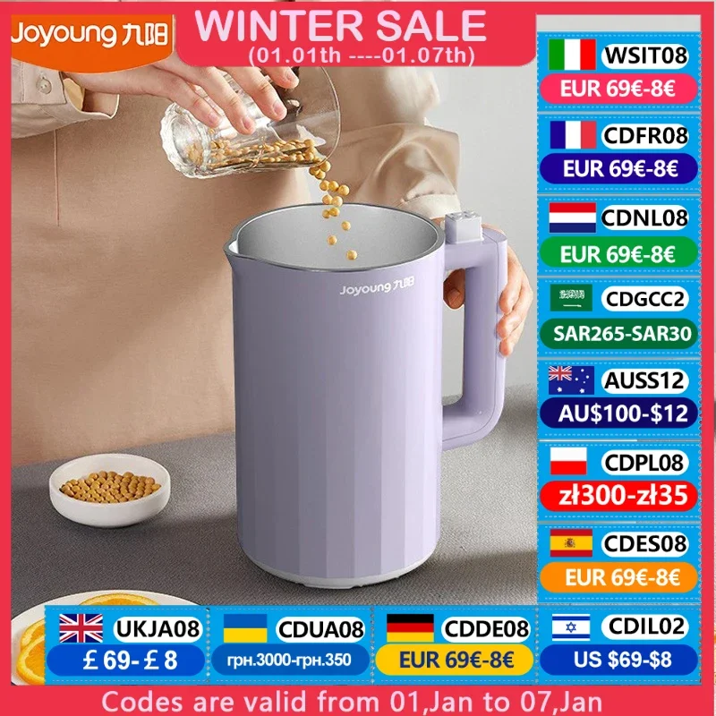 Joyoung Soymilk Maker 0.9-1.1L Capacity Household Automatic Blender 1800W High Speed Wall Breaking Multifunction Baby Food Mixer