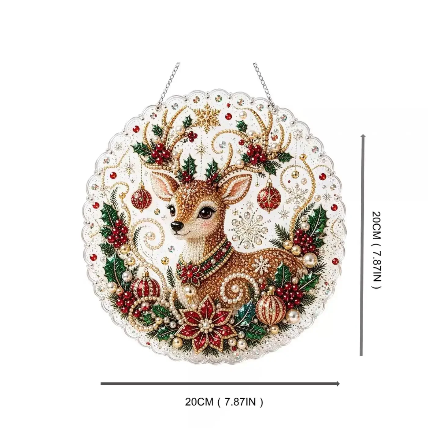 DIY Pearl Painting Suncatcher Kit Craft Acrylic Round Board With Lace Edge Pearl Beads Craft Christmas Kit Diamond Toys Gifts