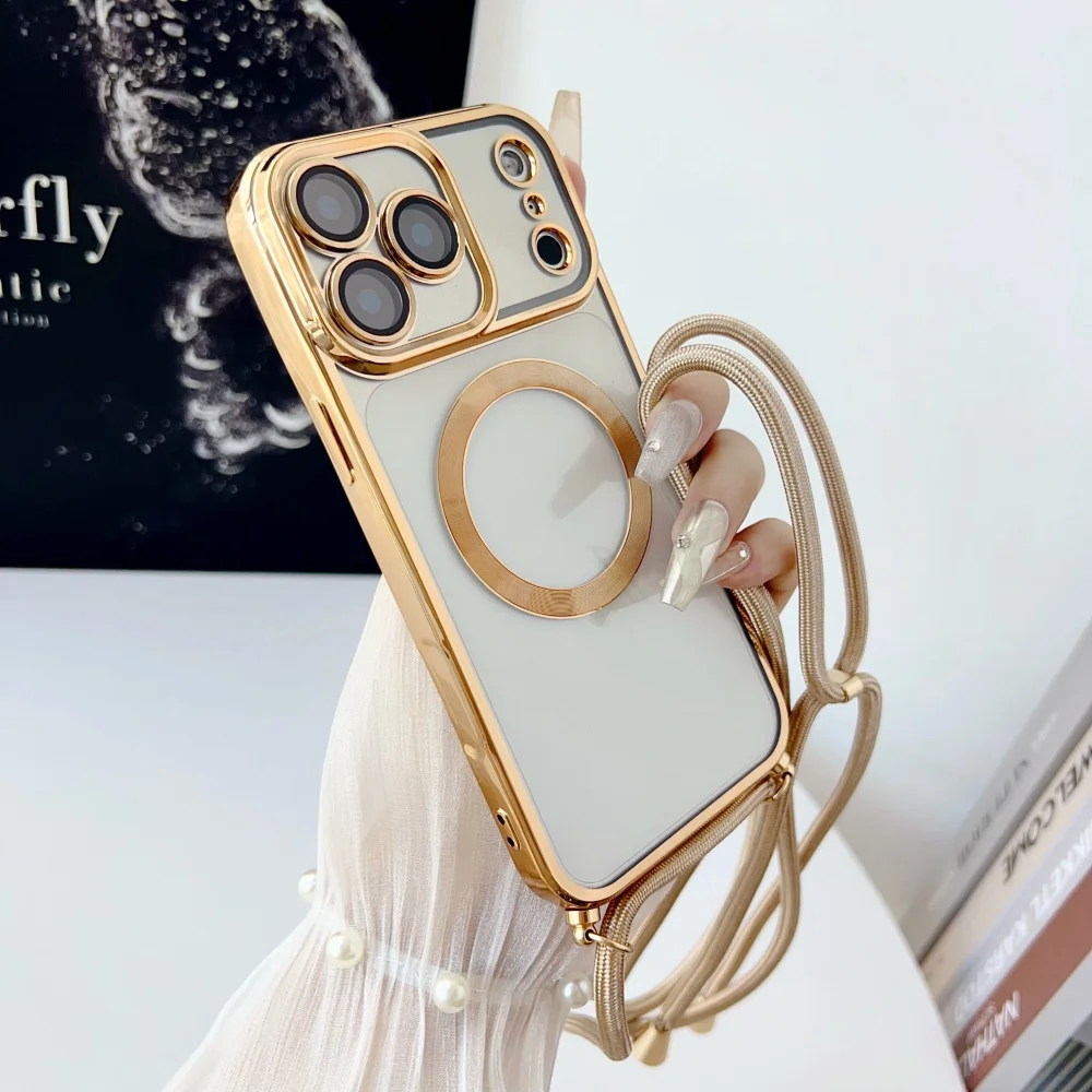 Magnetisches Crossbody-Lanyard-Band für Magsafe, durchsichtige Handyhülle für iPhone 18 17 Pro Max 16 15 Plus 14 13 12 11, weiche Abdeckung