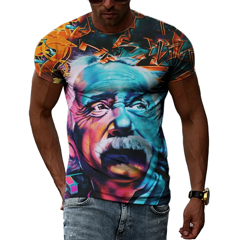 Summer Street Art Personality Graffiti 3D Harajuku Printing Creative Hip-Hop Men Women Eye-Catching Short-Sleeved O-Neck T-shirt