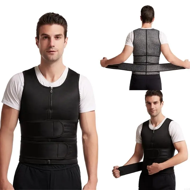 

LXAD Mens Sweat Vest Waist Trimmer Workout Sauna Top Adjustable Two Belt Sweat Suit