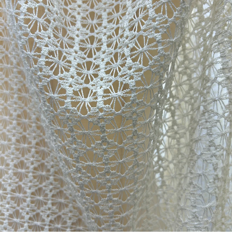 Hollow Perspective Mesh Lace Fabric Snowflake Pattern for Clothing Fashin Designer Diy Sewing Material Cloth Handmade