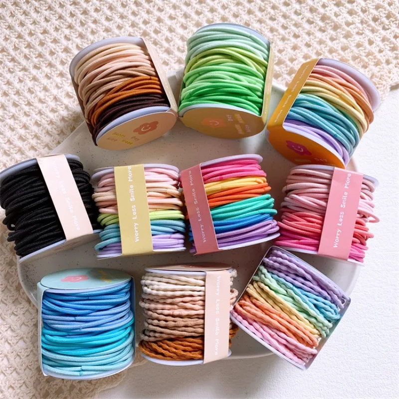 

Набор разноцветных базовых резинок для волос: эластичные держатели для хвостиков для маленьких девочек, яркие конфетные цвета, мягкие, эластичные, не повреждают волосы, для повседневного использования