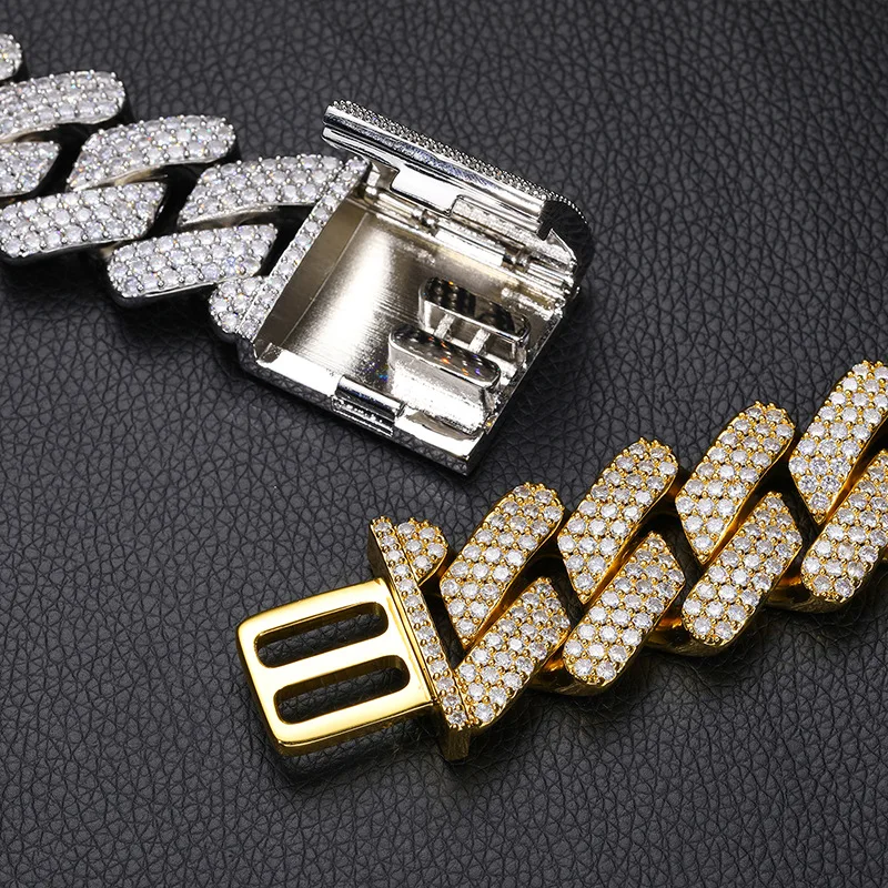 30mm Big Heavy Hip Hop 5A+ CZ Stone Paved Bling Iced Out Solid Rhombus Cuban Miami Link Chain Bracelets for Men Rapper Jewelry