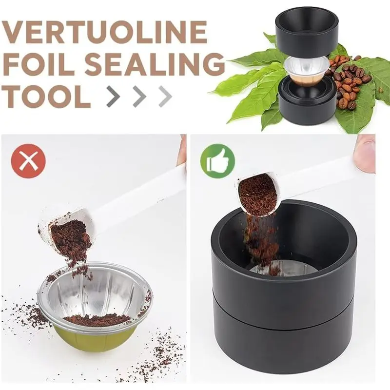 A33Z-For Vertuo Series Capsule Kit For Reusable Nespresso Pods With 50 Pcs Foil Seal Lids Holder Brush Cycle Fill Filter Cup