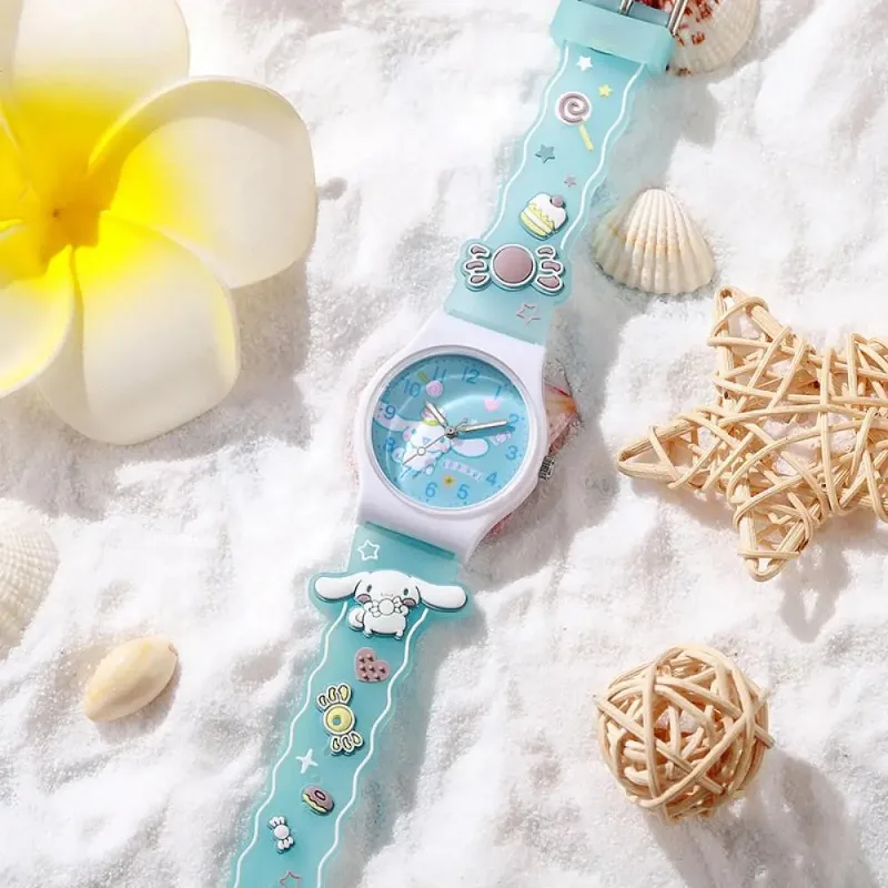 Hello Kitty 3D Pattern Child Wrist Watch Cinnamoroll Hello Kitty Waterproof Quartz Watch Kuromi Cartoon Silica Gel Watchband Kid