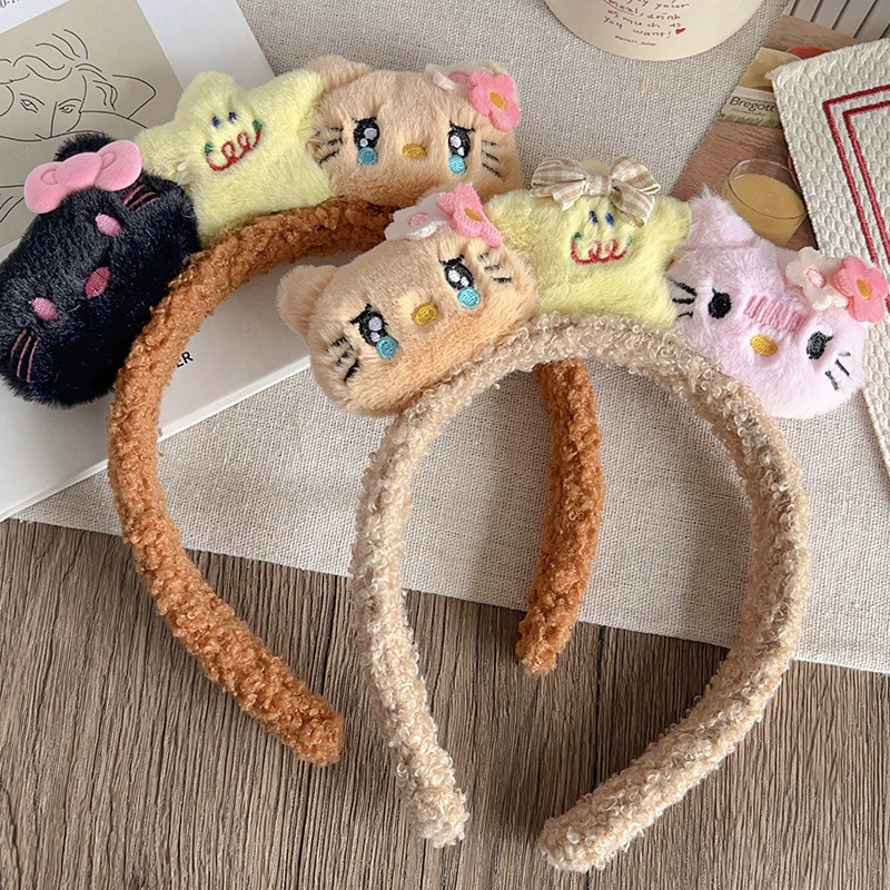 Kawaii Cartoon Cat Sauna Band, Kawaii Sweet KT Cat, Non-ALD Wash Face Makeup, Accessoires pour cheveux, Cadeaux pour femmes et filles