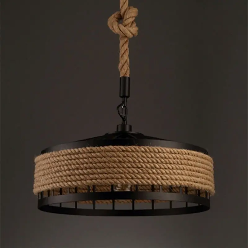 

American loft industrial retro hemp rope chandelier rattan simple rural personality chandelier