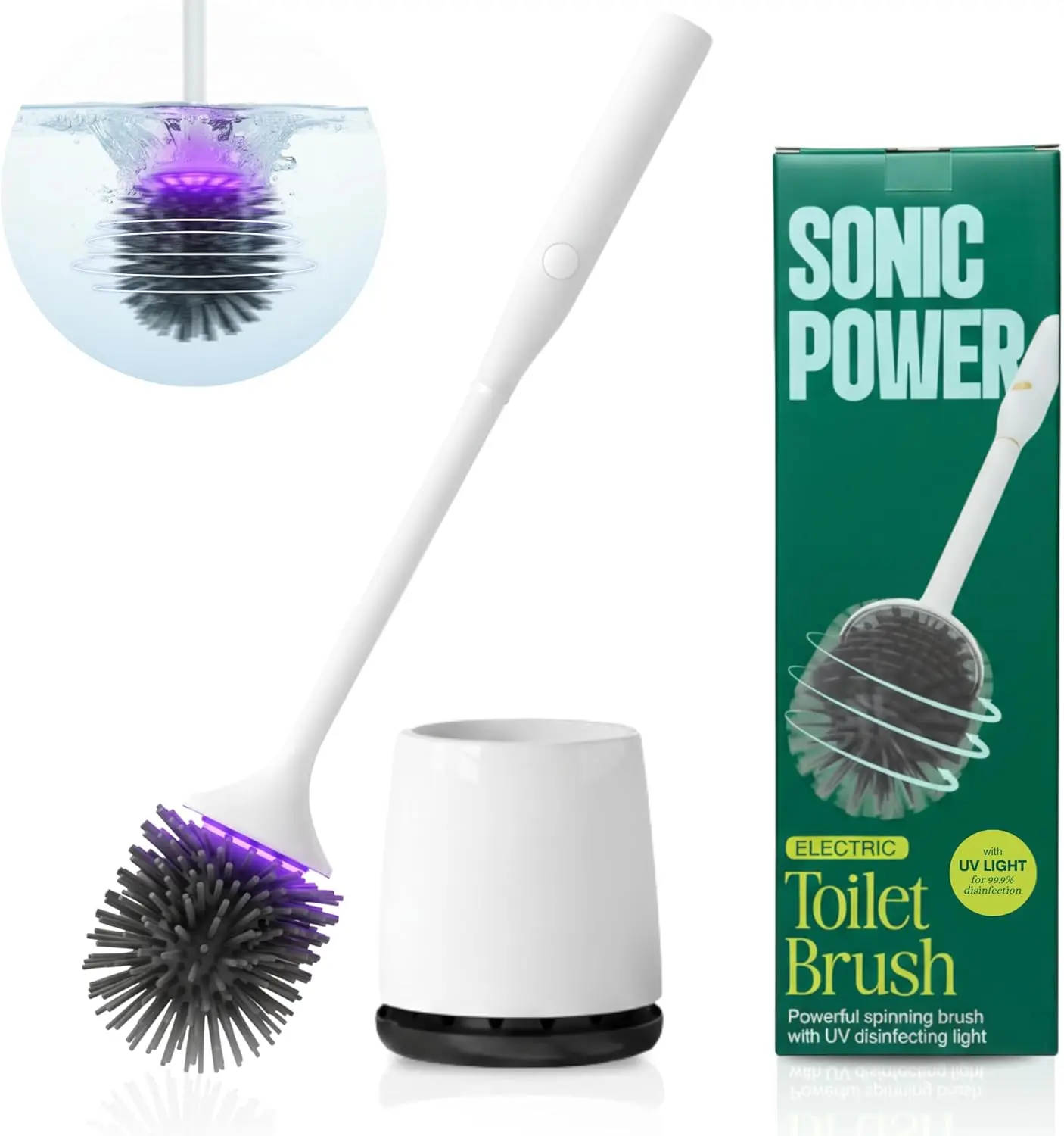 

Electric Toilet Brush & Scrubber – Self Cleaning Silicone Toilet Bowl Brush with UVC Light
