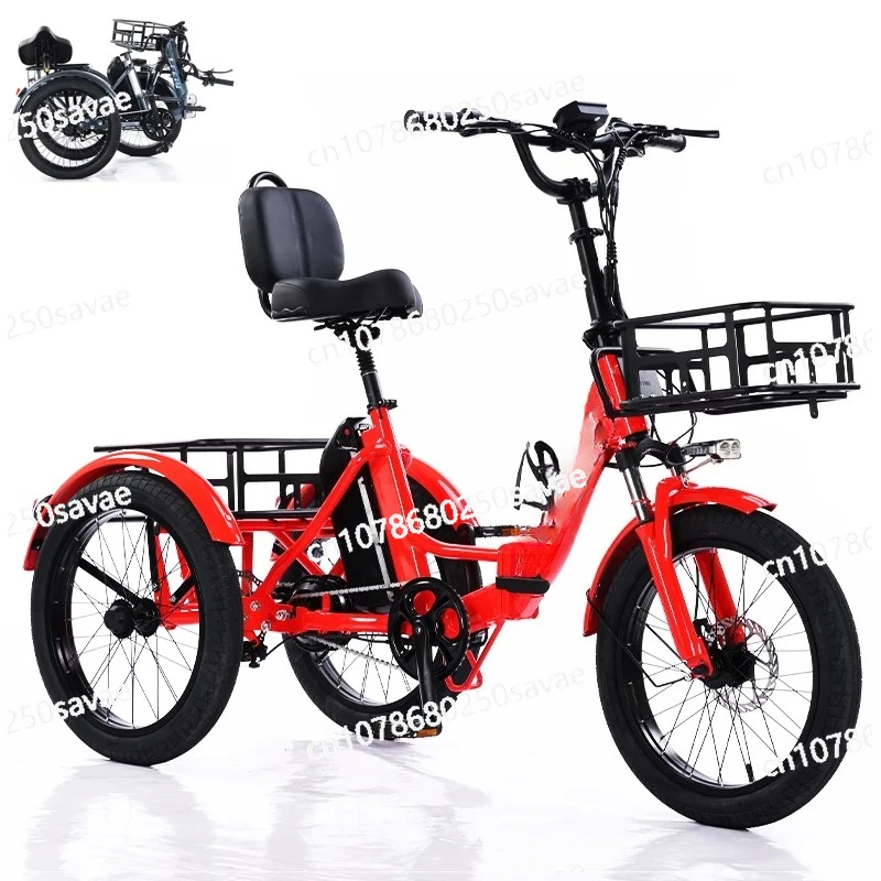 

All Terrain Adult Folding Electric Mountain Bike Cargo 3 Wheel 350W 48V Elderly Electric Tricycle Electric Trike Bicycle for Men