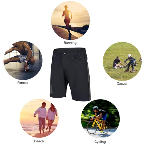 Imagen 2 del producto Pantalones cortos de ciclismo para hombre TOMSHOO, pantalones cortos de ciclismo holgados para hombre, pantalones cortos transpirables y holgados para deportes al aire libre, pantalones cortos para correr en bicicleta