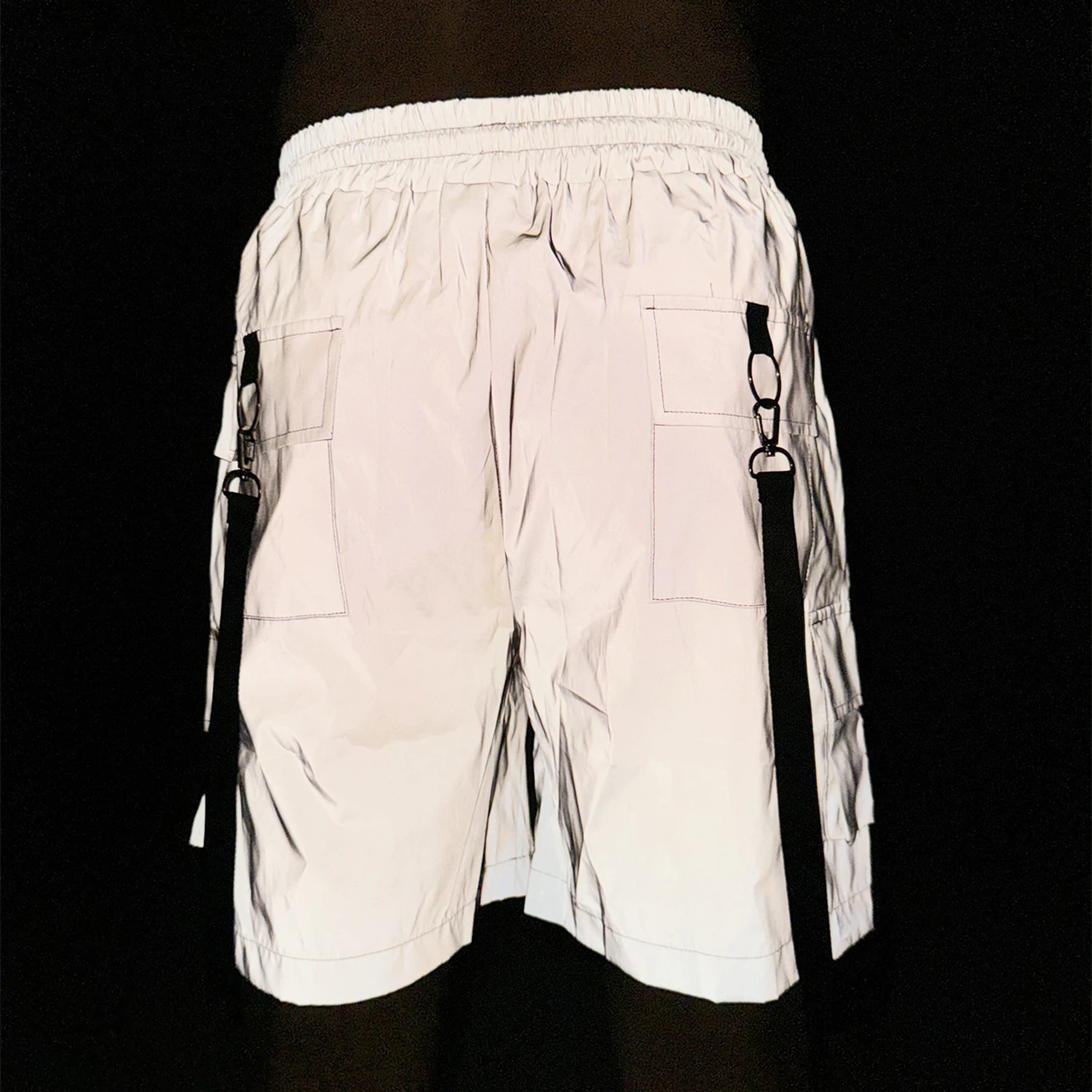 

Мужские шорты-карго с несколькими карманами, светоотражающие полоски, летние тактические петли для ремня, свободная посадка, уличная одежда, повседневные шорты в стиле хип-хоп, уличные шорты