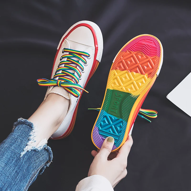 Fashion Colorful Women's Canvas Shoes Comfortable Low-Cut Women Skateboarding Sneakers Lace-Up Flat Shoes Woman zapatillas mujer