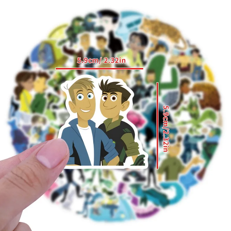 สติกเกอร์ลายกราฟฟิตี้แอนิเมชั่นไวลด์ครัตส์ 55 ชิ้น สำหรับตกแต่งกระเป๋าเดินทาง แล็ปท็อป คอมพิวเตอร์ กีตาร์ ของเล่นคลาสสิกสำหรับเด็ก DIY