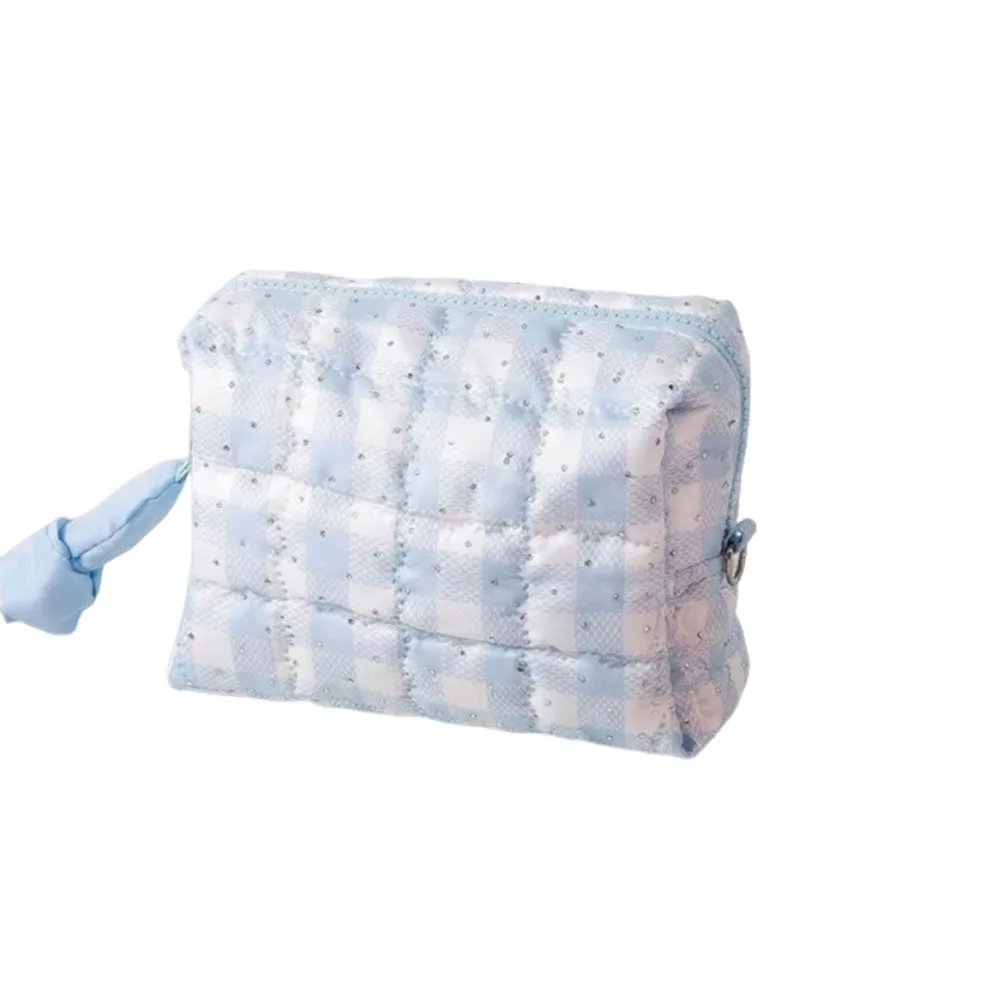

Large Capacity Checkered Cosmetic Bag Checkerboard Pattern High Beauty Score Makeup Bag Korean Style Women Toiletry Bag