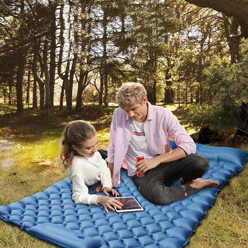 Outdoor Double Inflatable Sleeping Pad Car Travel Mattress Camping Moisture-proof Pad TPU Composite Fabric Foot Inflatable Pad