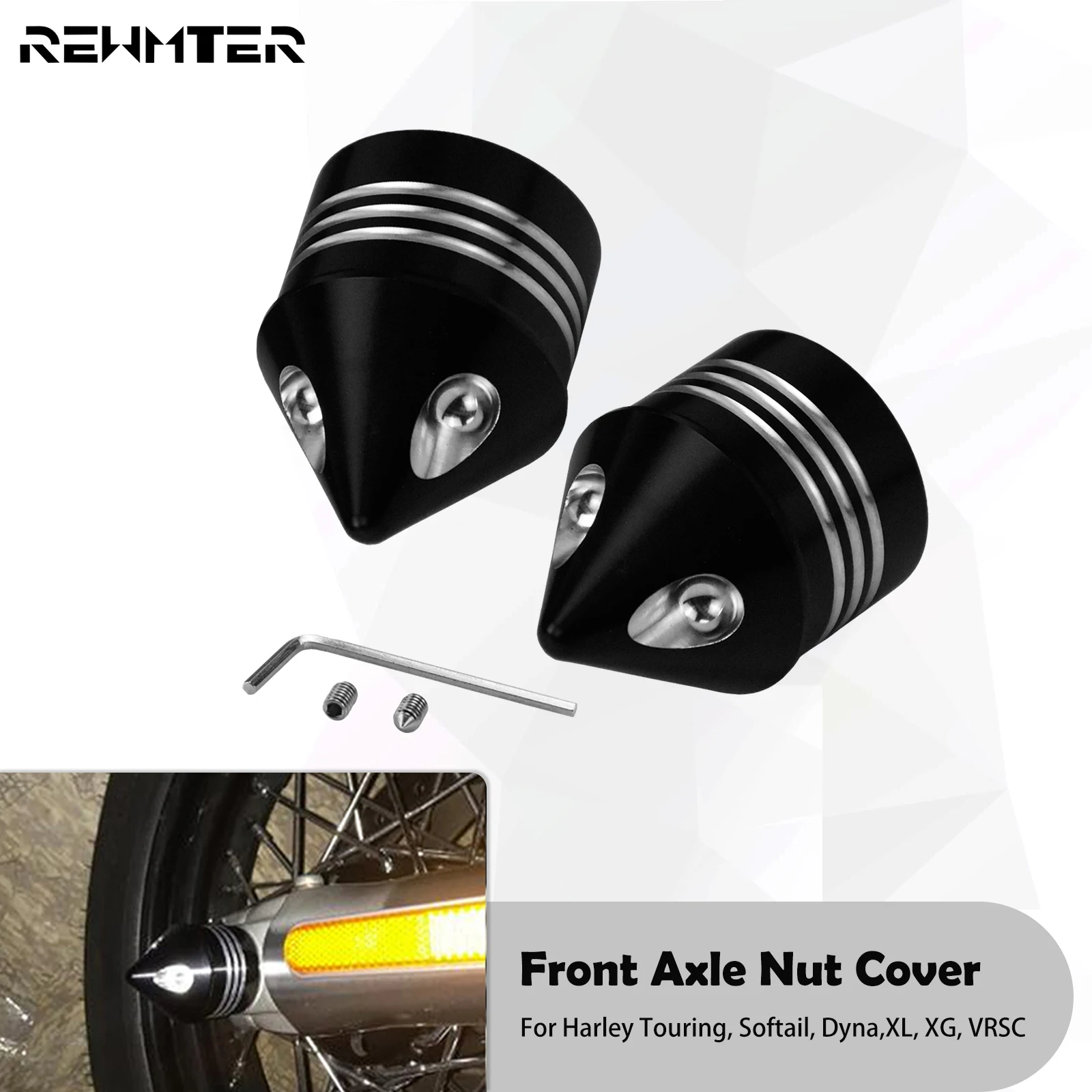 

Motorcycle CNC Front Axle Nut Cover Cap Aluminum Black For Harley Sportster XL XG Touring FLHT FLHR FLTRX Dyna VRSC Softail FLS