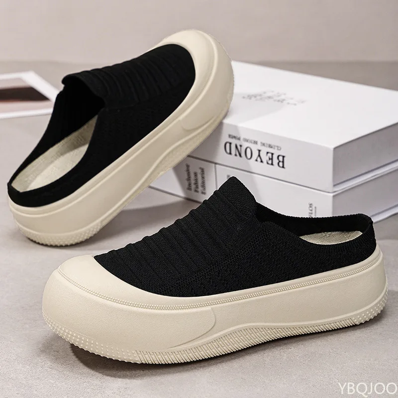 여름 통기성 두꺼운 밑창 신발 토캡 플립플랍 얕은 입구 키높이 신발 미니멀리스트 패셔너블 다용도 스포츠 신발