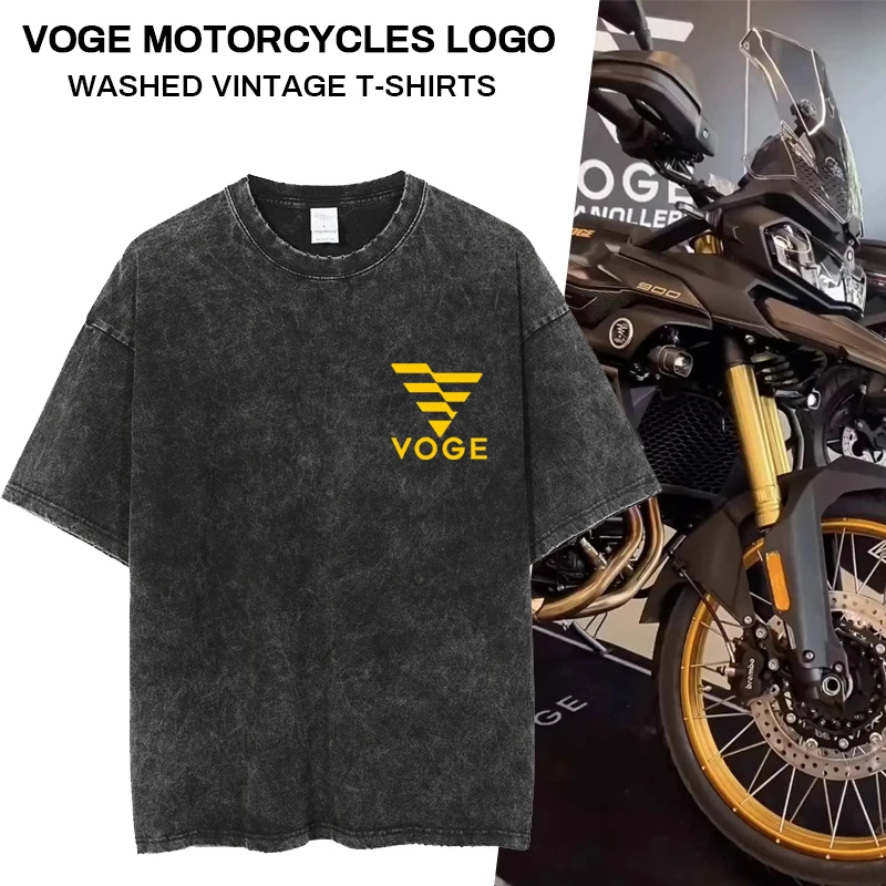 

2025 For Loncin Voge DS900X DS525X DSX900 900DSX DS625X Washed Vintage T-Shirts VOGE Motorcycles Logo Men's and Women's T-shirt