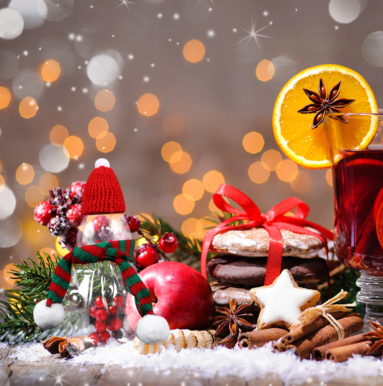 4 قطعة زجاجات عصير عيد الميلاد الرائعة مع الأوشحة زجاجات شاي الحليب الفارغة المحمولة شرب الحلوى الجرار للاستخدام المنزلي مقهى في الهواء الطلق