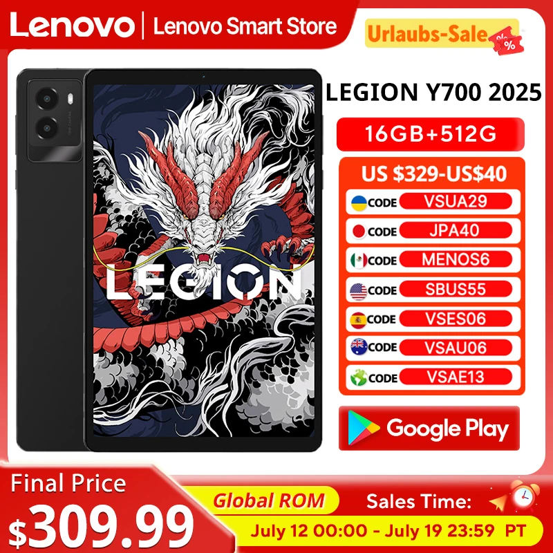 Lenovo LEGION Y700 2025 Tablet Global ROM Snapdragon 8 Gen 3 Octa Core 8.8 Inch 165Hz Display Android 6550mAh Pad PC