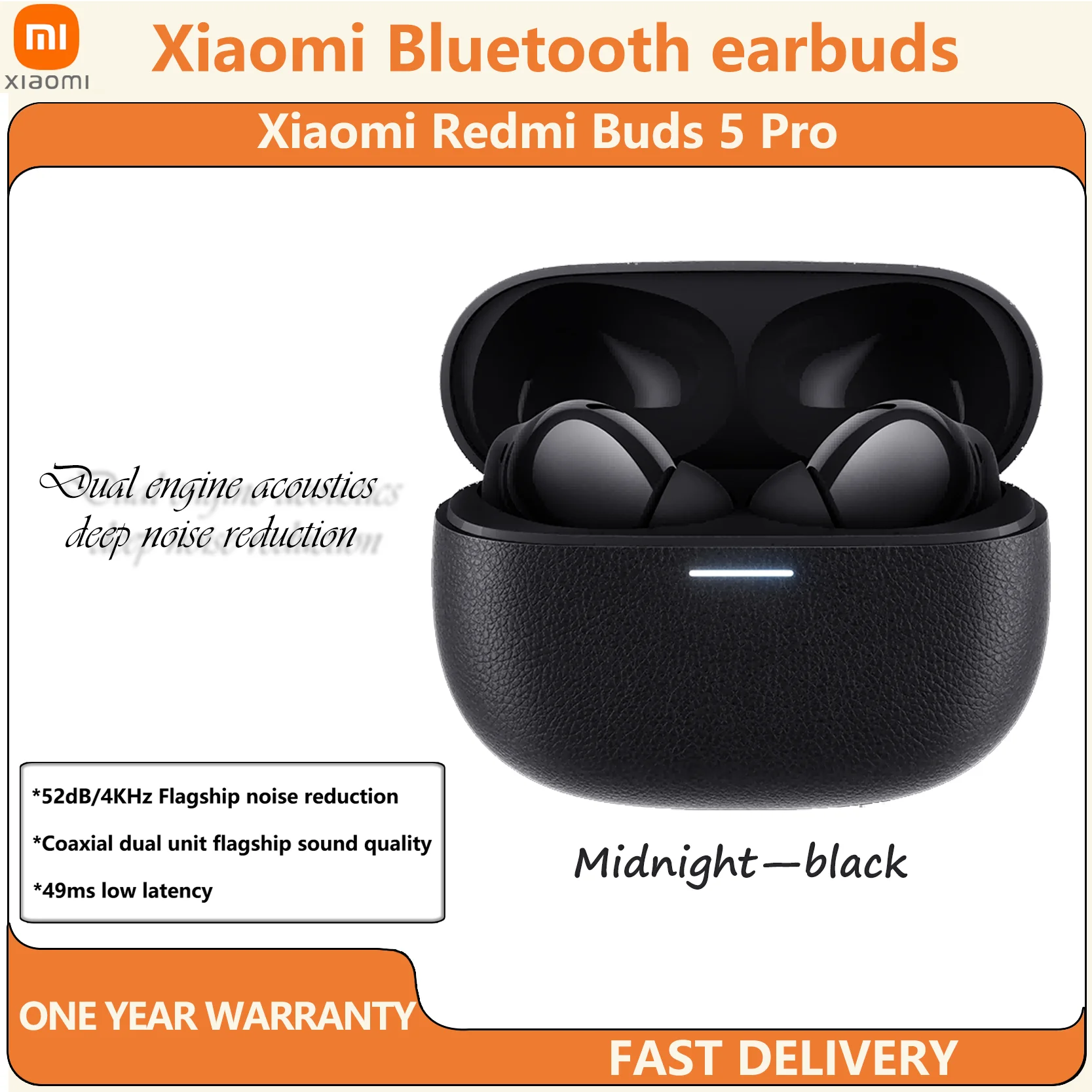 الإصدار العالمي الجديد من سماعات Xiaomi Redmi Buds 5 Pro 52dB المزودة بخاصية إلغاء الضوضاء النشطة بلوتوث 5.3 اللاسلكية لهاتف Redmi Note 13 Pro